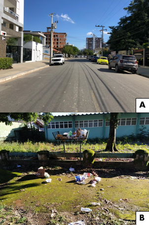 Comparação: ruas com e sem coleta de lixo